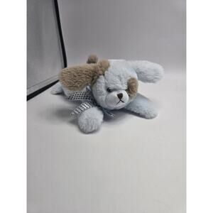 Bearington Baby Plush Lil’ Waggles Blue Cuddly Silky Dog Rattle 8”